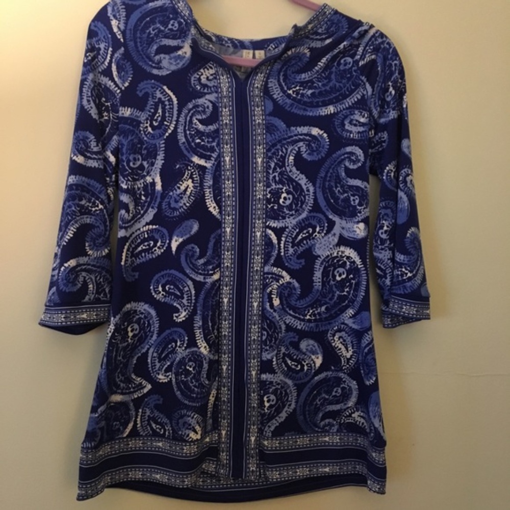 Small Blue Swirly Tunic Shirt Dress